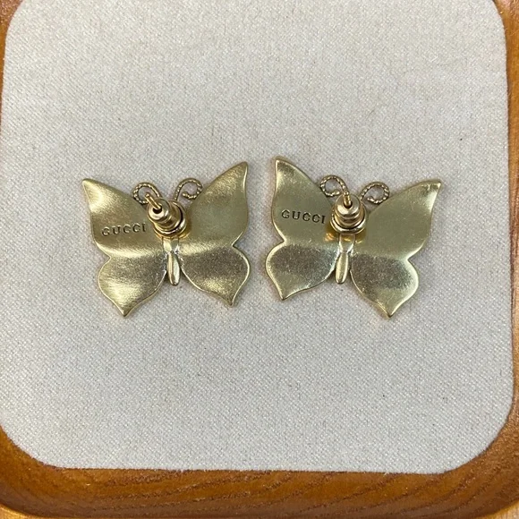 Gucci Blue and Green Butterfly Earrings - Picture 3 of 3